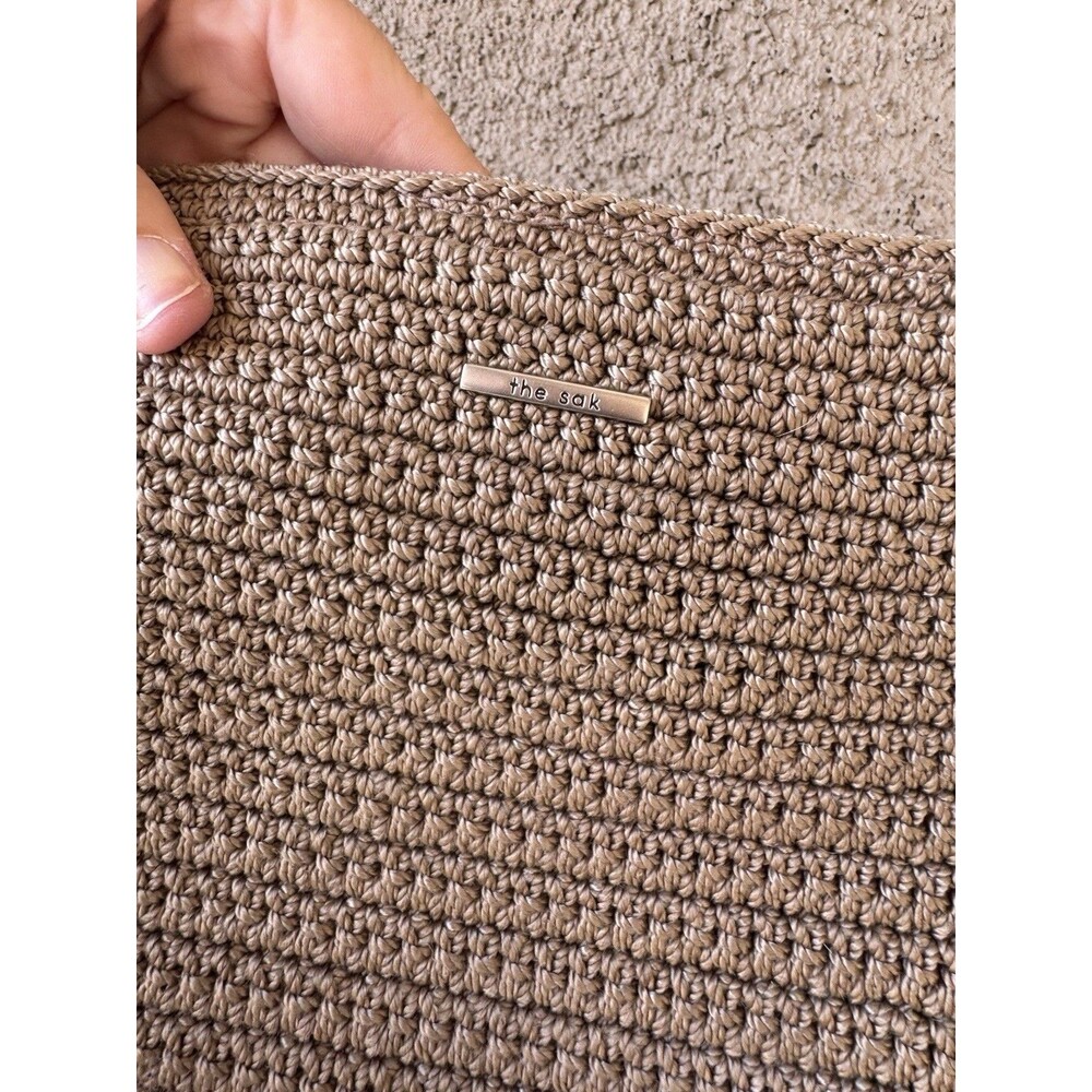 The Sak Crochet Purse Shoulder Bag Beige Brown 9"x6" Boho Y2K Classic Preppy - Picture 3 of 6